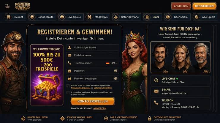Recensione del sito web del casinò MonsterWin
